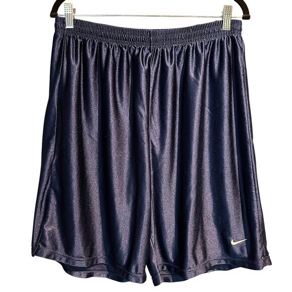 Vintage 90's Nike Swoosh Navy Basketball Shorts Made in USA Size XL Sporty - Picture 1 of 9